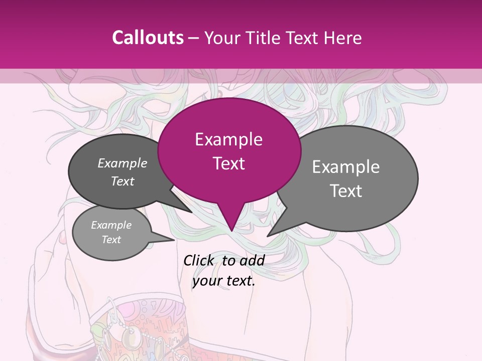 A Woman With Green Hair Is Sitting On A Pink Background PowerPoint Template