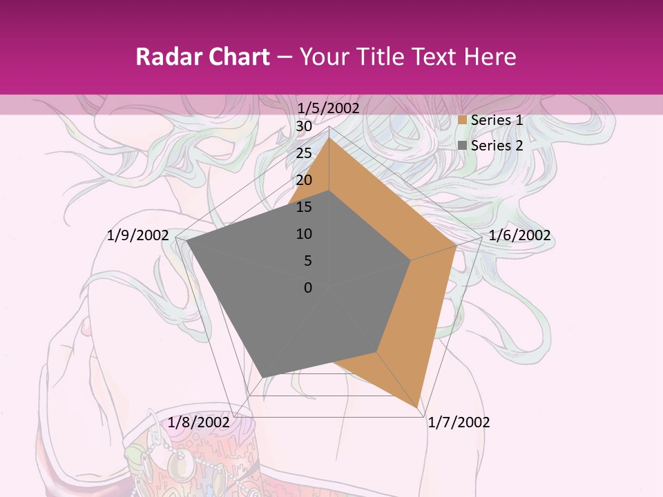 A Woman With Green Hair Is Sitting On A Pink Background PowerPoint Template