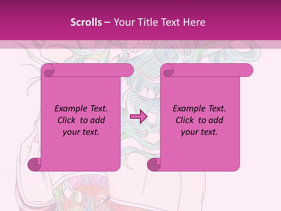 A Woman With Green Hair Is Sitting On A Pink Background PowerPoint Template