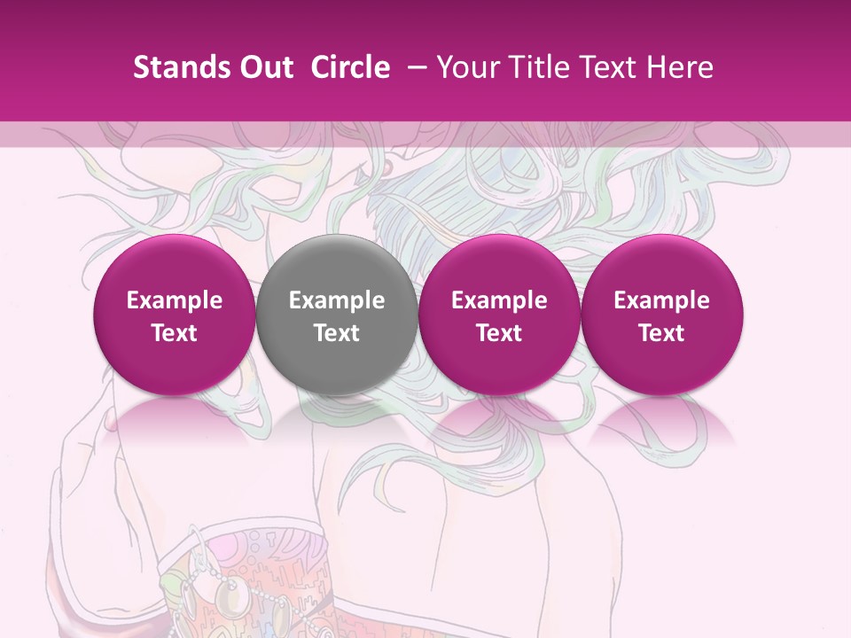 A Woman With Green Hair Is Sitting On A Pink Background PowerPoint Template