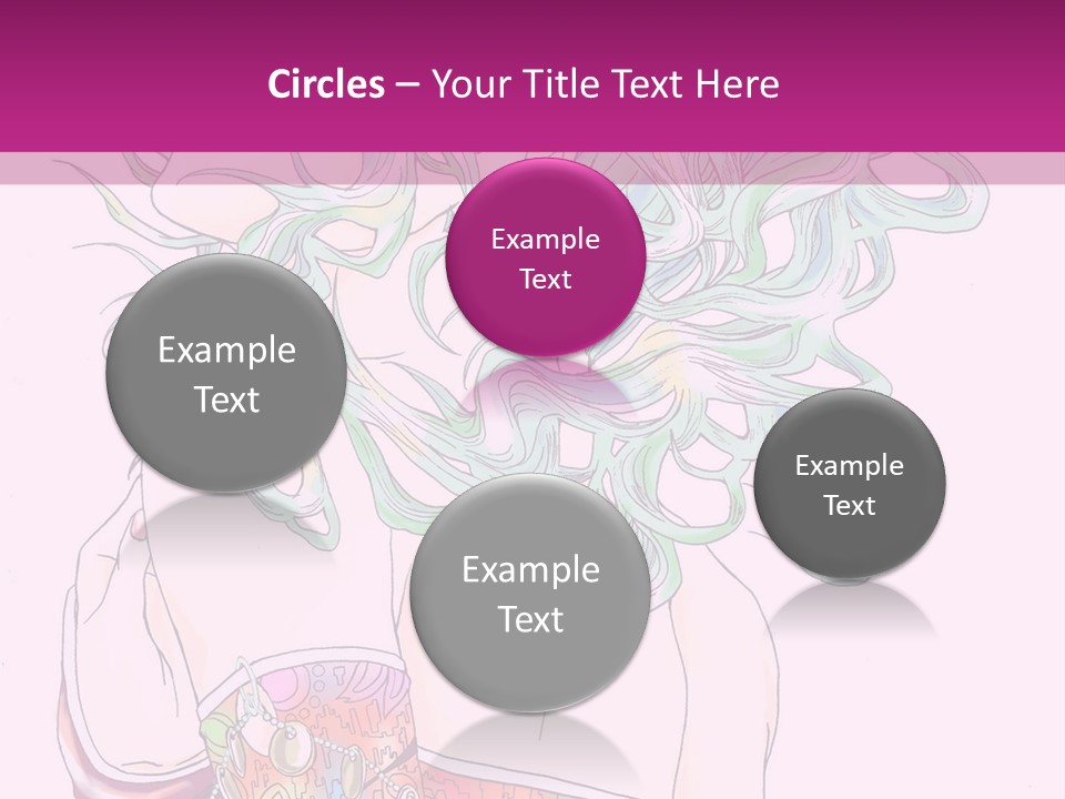 A Woman With Green Hair Is Sitting On A Pink Background PowerPoint Template