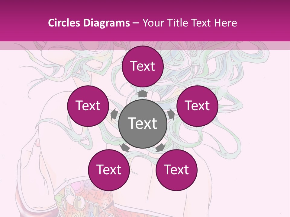 A Woman With Green Hair Is Sitting On A Pink Background PowerPoint Template