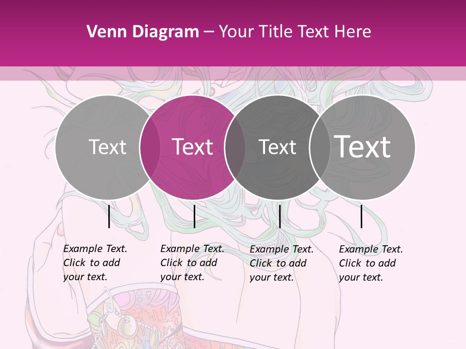 A Woman With Green Hair Is Sitting On A Pink Background PowerPoint Template