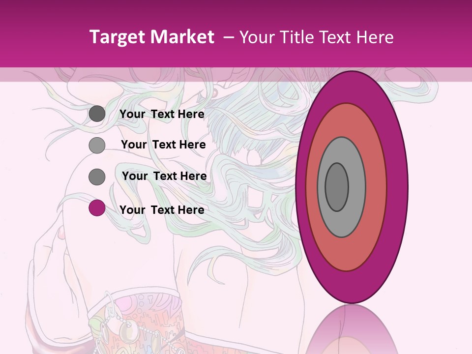 A Woman With Green Hair Is Sitting On A Pink Background PowerPoint Template