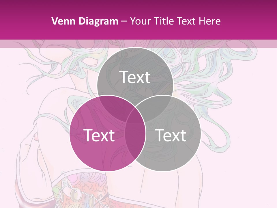 A Woman With Green Hair Is Sitting On A Pink Background PowerPoint Template