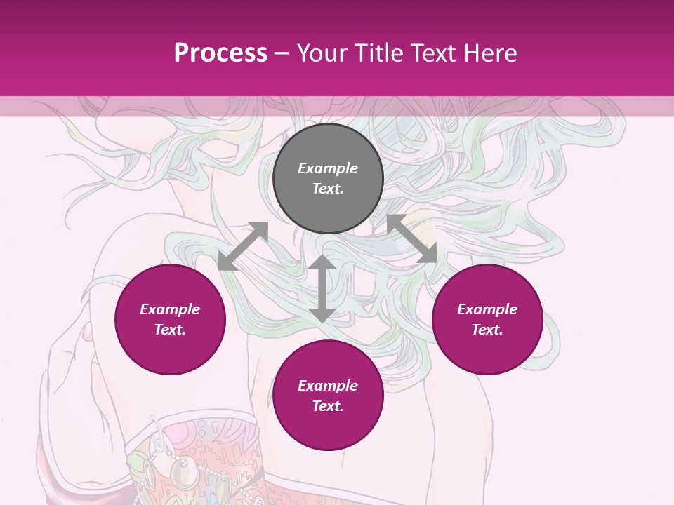 A Woman With Green Hair Is Sitting On A Pink Background PowerPoint Template