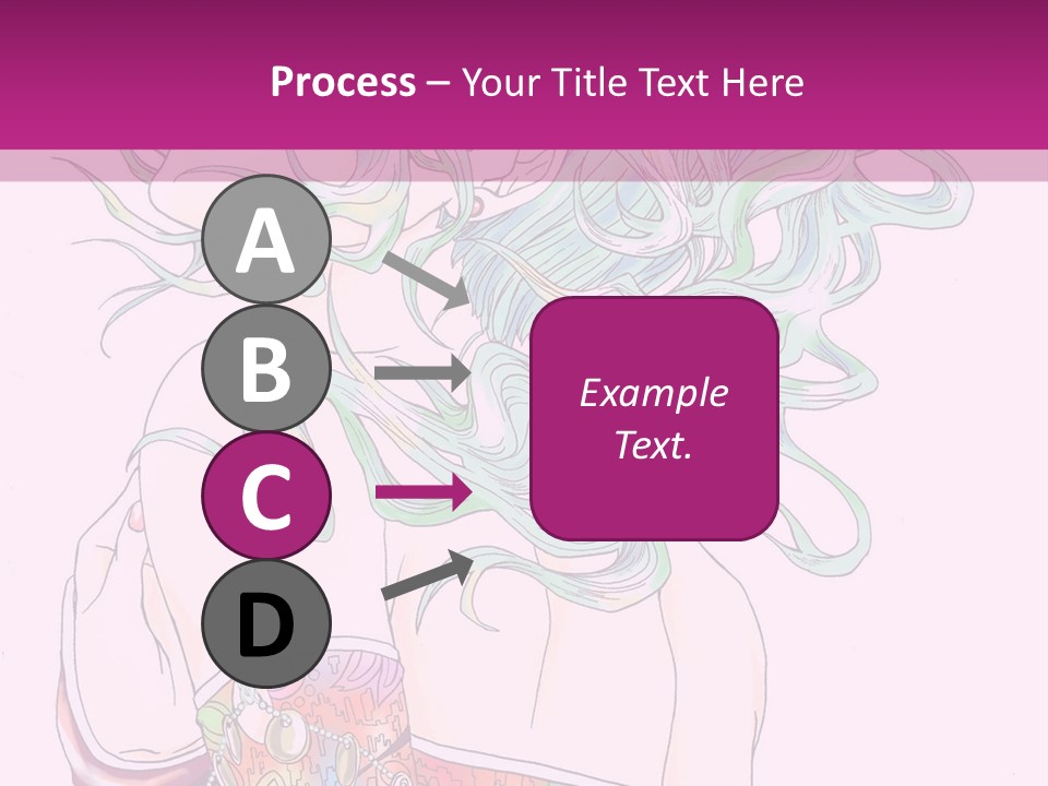 A Woman With Green Hair Is Sitting On A Pink Background PowerPoint Template