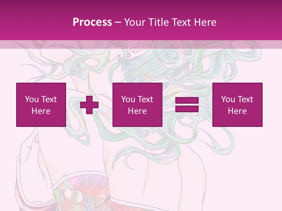 A Woman With Green Hair Is Sitting On A Pink Background PowerPoint Template