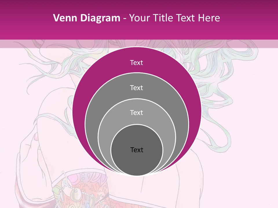 A Woman With Green Hair Is Sitting On A Pink Background PowerPoint Template