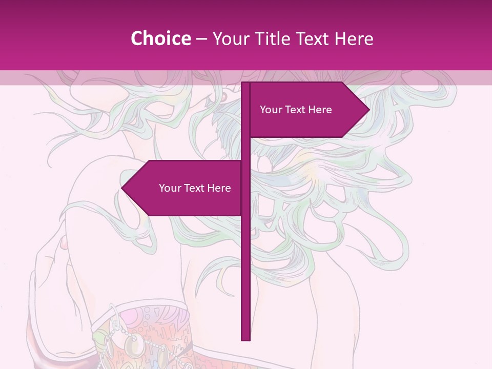 A Woman With Green Hair Is Sitting On A Pink Background PowerPoint Template