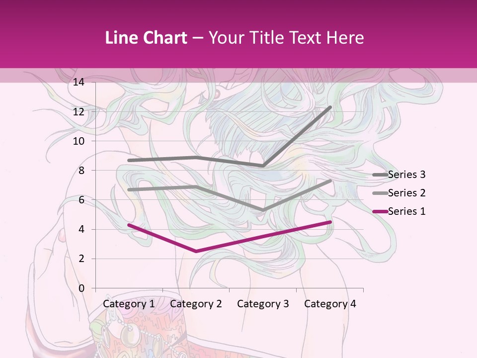 A Woman With Green Hair Is Sitting On A Pink Background PowerPoint Template