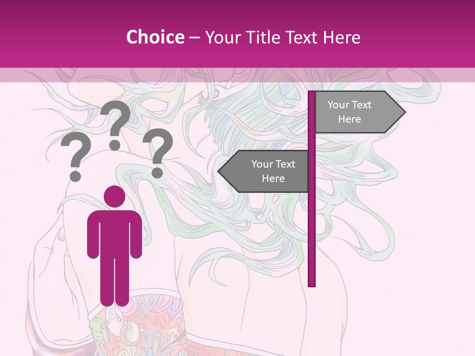 A Woman With Green Hair Is Sitting On A Pink Background PowerPoint Template