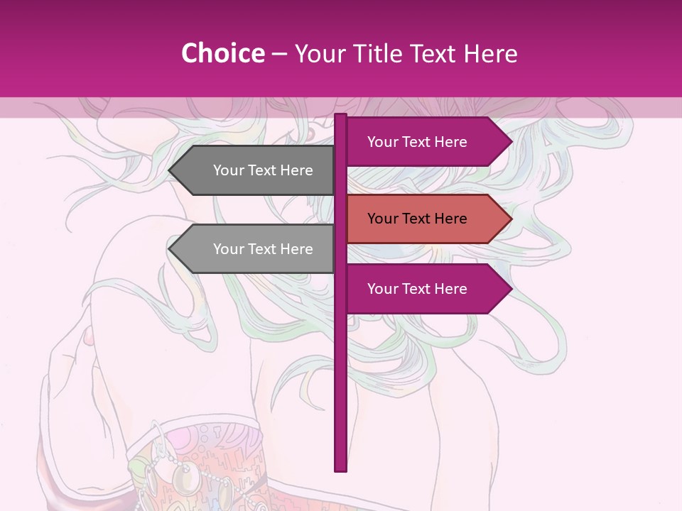 A Woman With Green Hair Is Sitting On A Pink Background PowerPoint Template