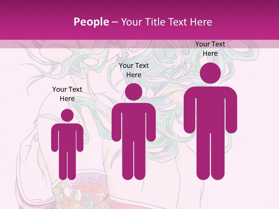 A Woman With Green Hair Is Sitting On A Pink Background PowerPoint Template