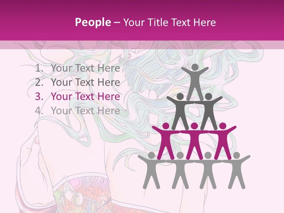 A Woman With Green Hair Is Sitting On A Pink Background PowerPoint Template