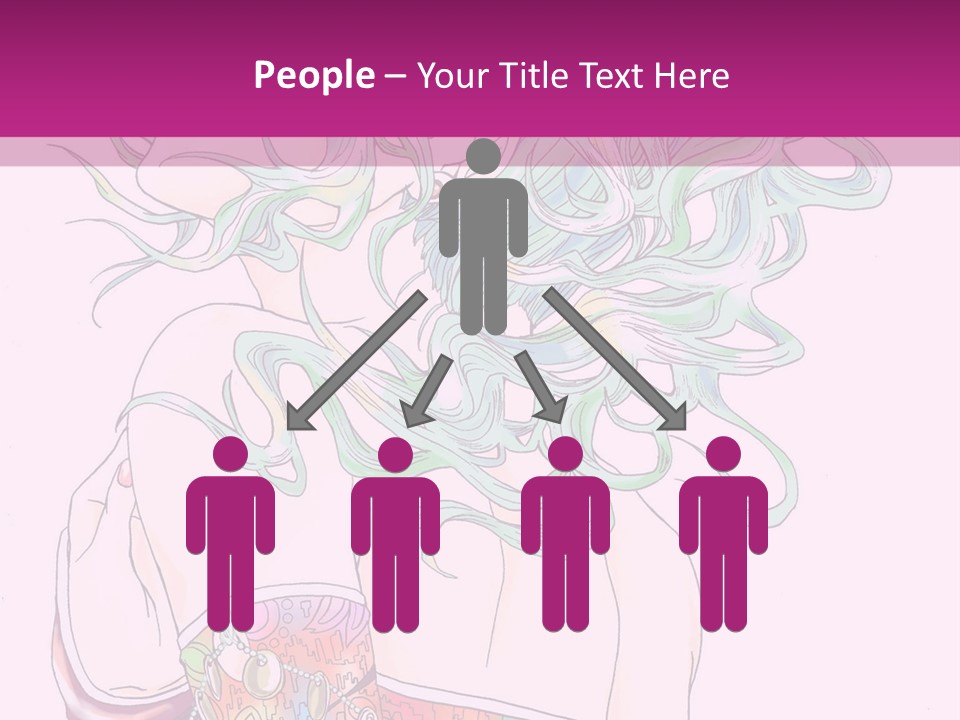 A Woman With Green Hair Is Sitting On A Pink Background PowerPoint Template