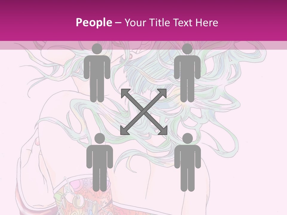 A Woman With Green Hair Is Sitting On A Pink Background PowerPoint Template