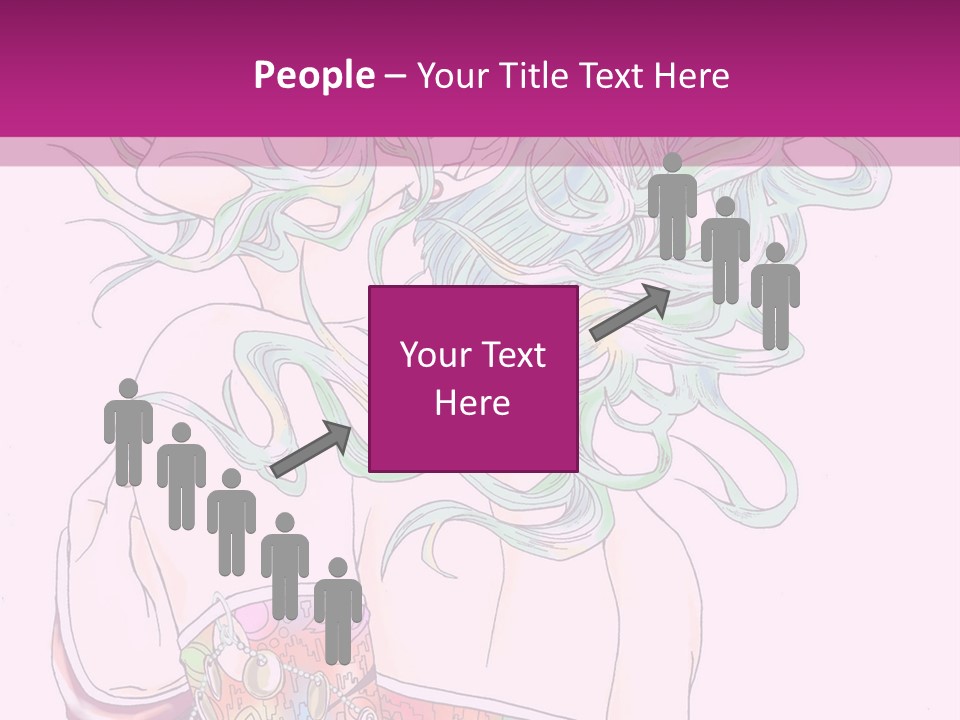 A Woman With Green Hair Is Sitting On A Pink Background PowerPoint Template