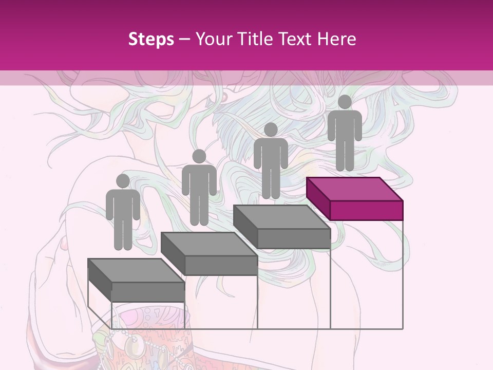 A Woman With Green Hair Is Sitting On A Pink Background PowerPoint Template