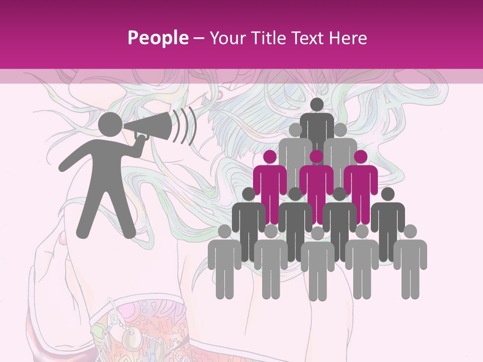 A Woman With Green Hair Is Sitting On A Pink Background PowerPoint Template