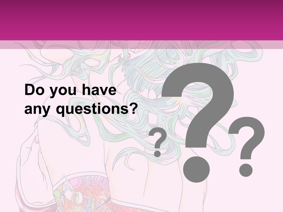 A Woman With Green Hair Is Sitting On A Pink Background PowerPoint Template