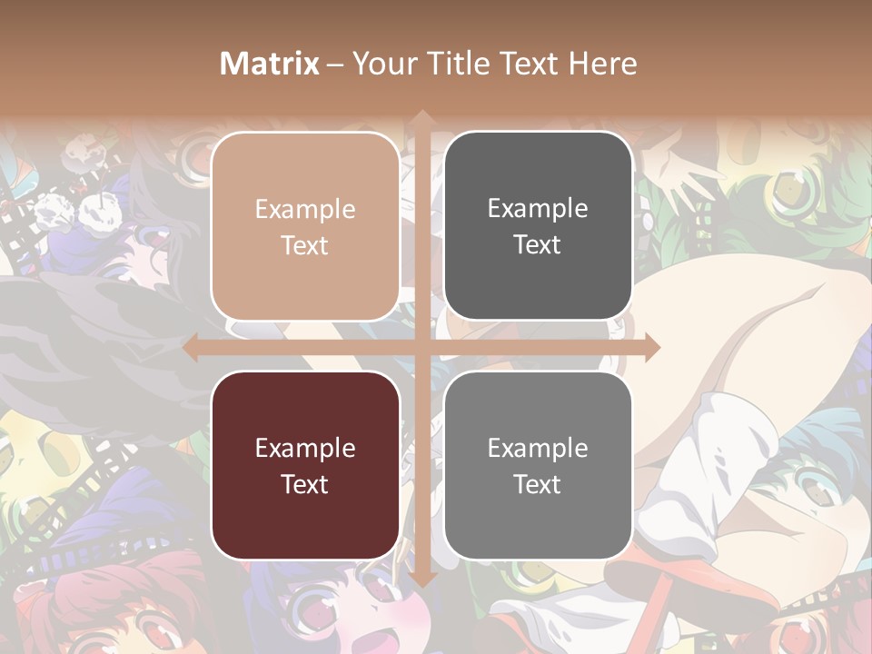 A Woman In A White Shirt And Skirt Is Surrounded By Anime Characters PowerPoint Template