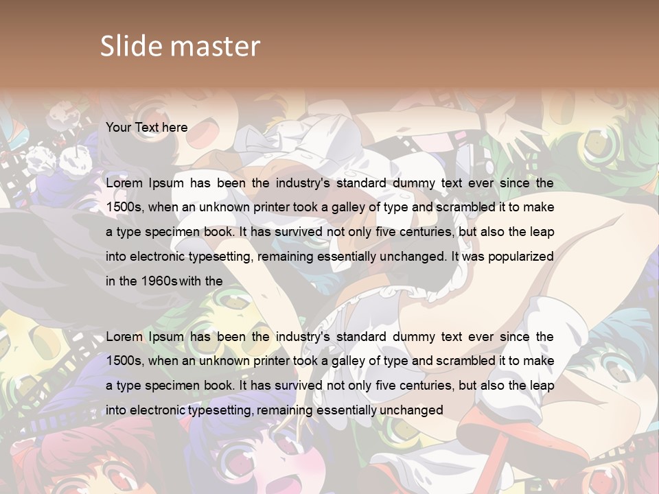 A Woman In A White Shirt And Skirt Is Surrounded By Anime Characters PowerPoint Template