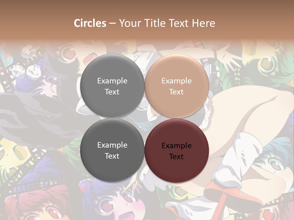 A Woman In A White Shirt And Skirt Is Surrounded By Anime Characters PowerPoint Template