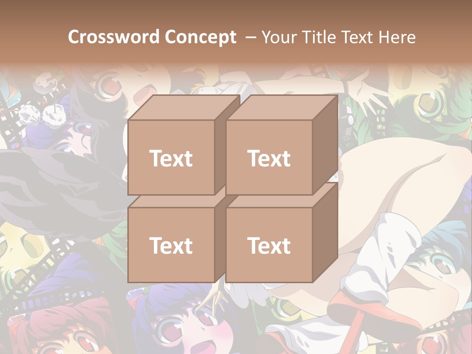 A Woman In A White Shirt And Skirt Is Surrounded By Anime Characters PowerPoint Template