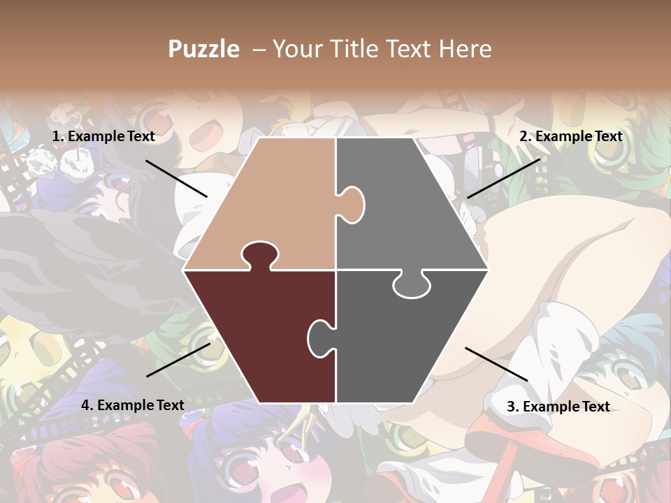 A Woman In A White Shirt And Skirt Is Surrounded By Anime Characters PowerPoint Template