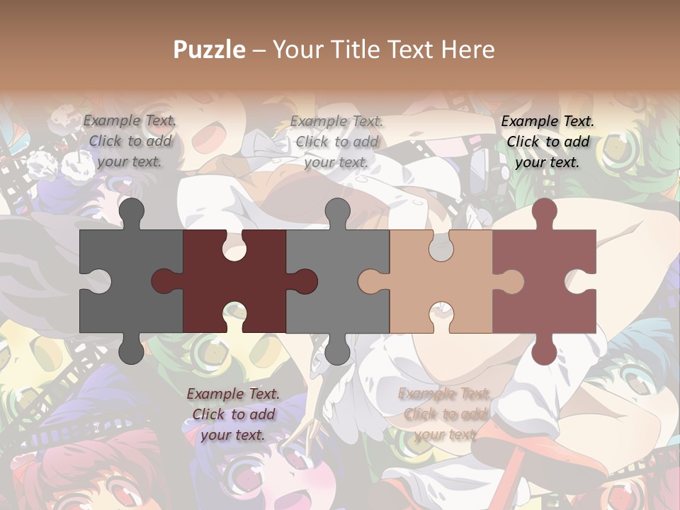 A Woman In A White Shirt And Skirt Is Surrounded By Anime Characters PowerPoint Template