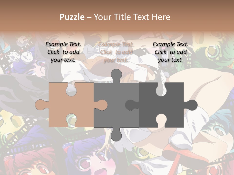 A Woman In A White Shirt And Skirt Is Surrounded By Anime Characters PowerPoint Template