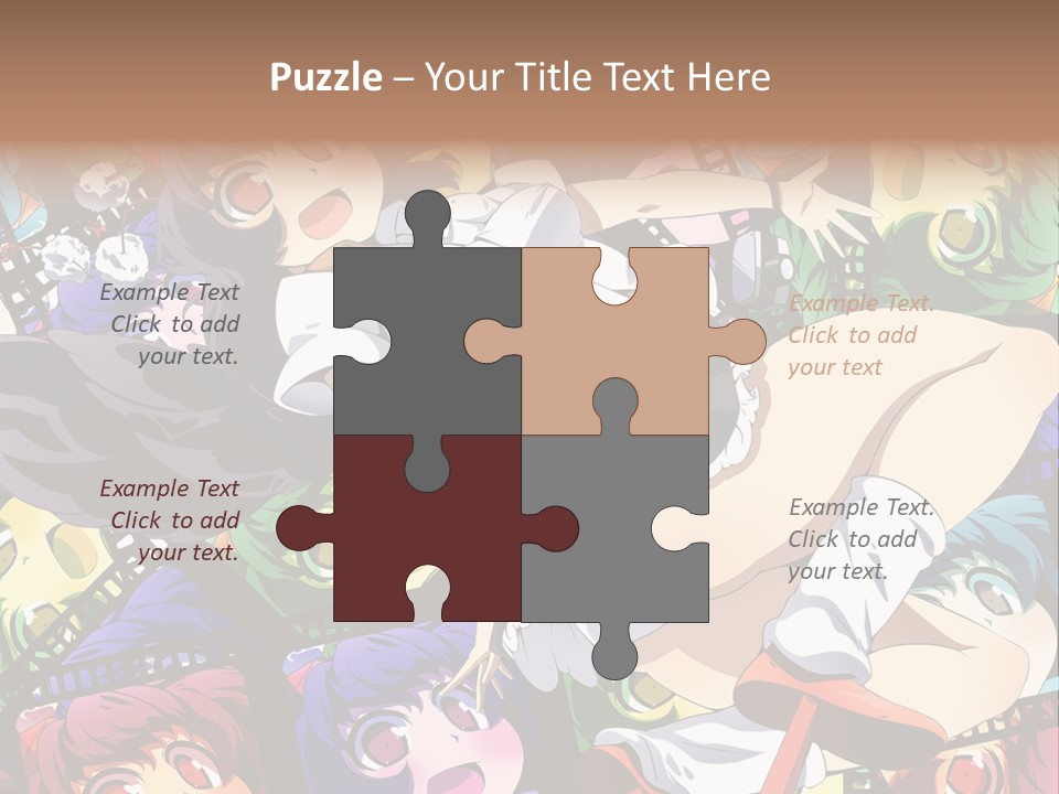 A Woman In A White Shirt And Skirt Is Surrounded By Anime Characters PowerPoint Template