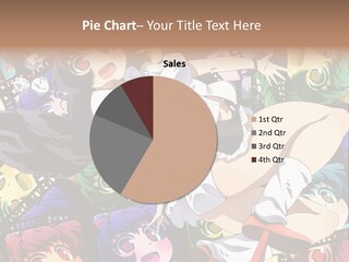 A Woman In A White Shirt And Skirt Is Surrounded By Anime Characters PowerPoint Template