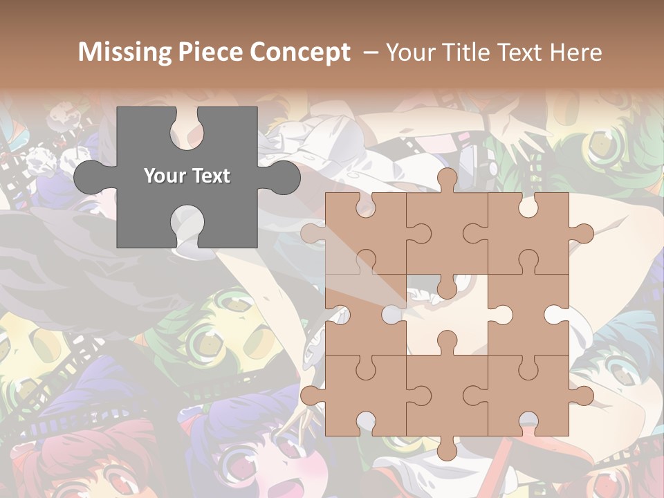 A Woman In A White Shirt And Skirt Is Surrounded By Anime Characters PowerPoint Template