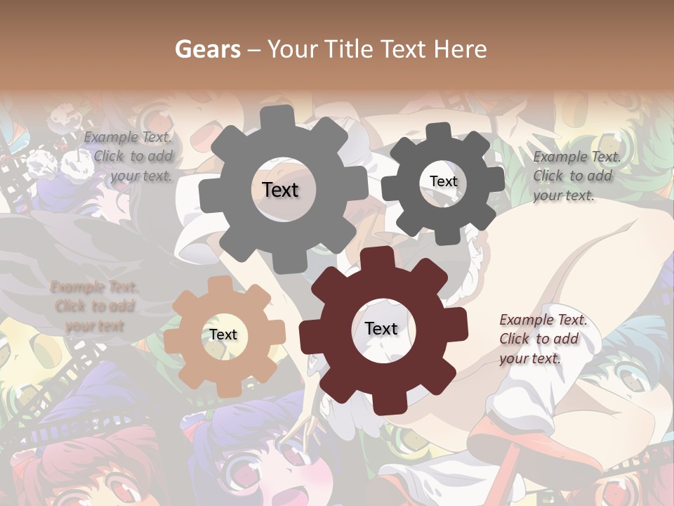 A Woman In A White Shirt And Skirt Is Surrounded By Anime Characters PowerPoint Template