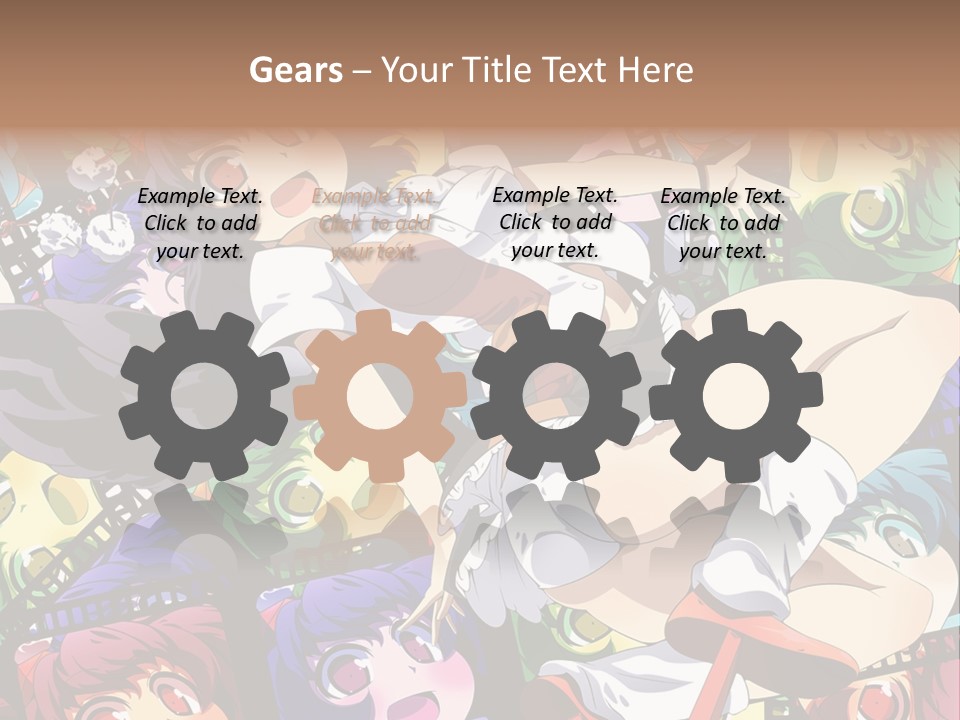 A Woman In A White Shirt And Skirt Is Surrounded By Anime Characters PowerPoint Template