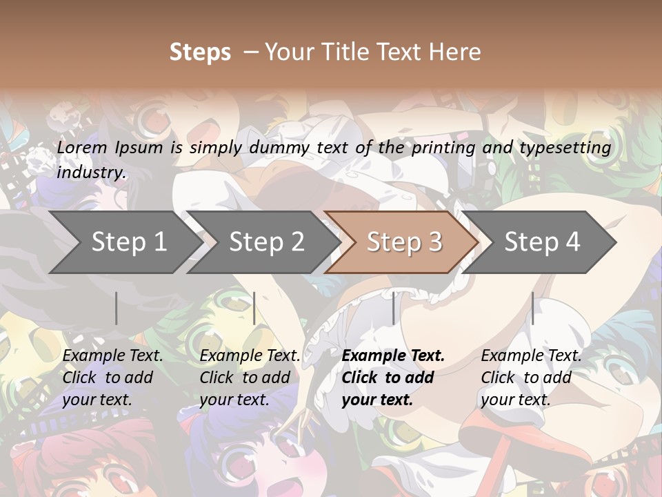 A Woman In A White Shirt And Skirt Is Surrounded By Anime Characters PowerPoint Template