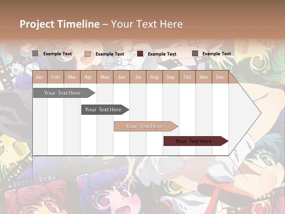 A Woman In A White Shirt And Skirt Is Surrounded By Anime Characters PowerPoint Template