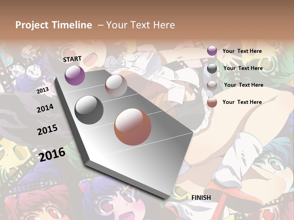 A Woman In A White Shirt And Skirt Is Surrounded By Anime Characters PowerPoint Template