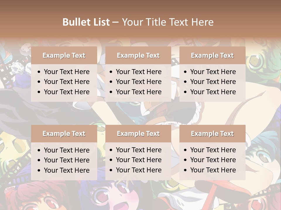 A Woman In A White Shirt And Skirt Is Surrounded By Anime Characters PowerPoint Template