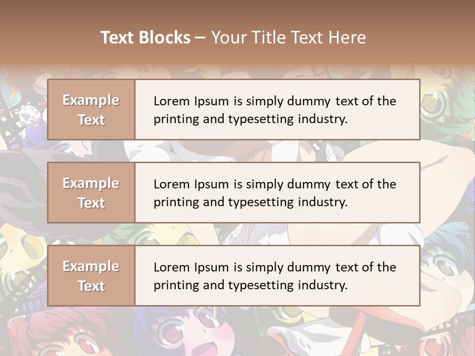 A Woman In A White Shirt And Skirt Is Surrounded By Anime Characters PowerPoint Template