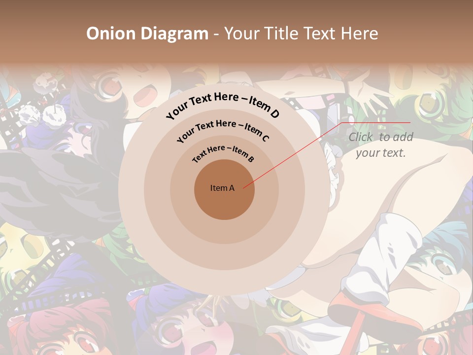 A Woman In A White Shirt And Skirt Is Surrounded By Anime Characters PowerPoint Template