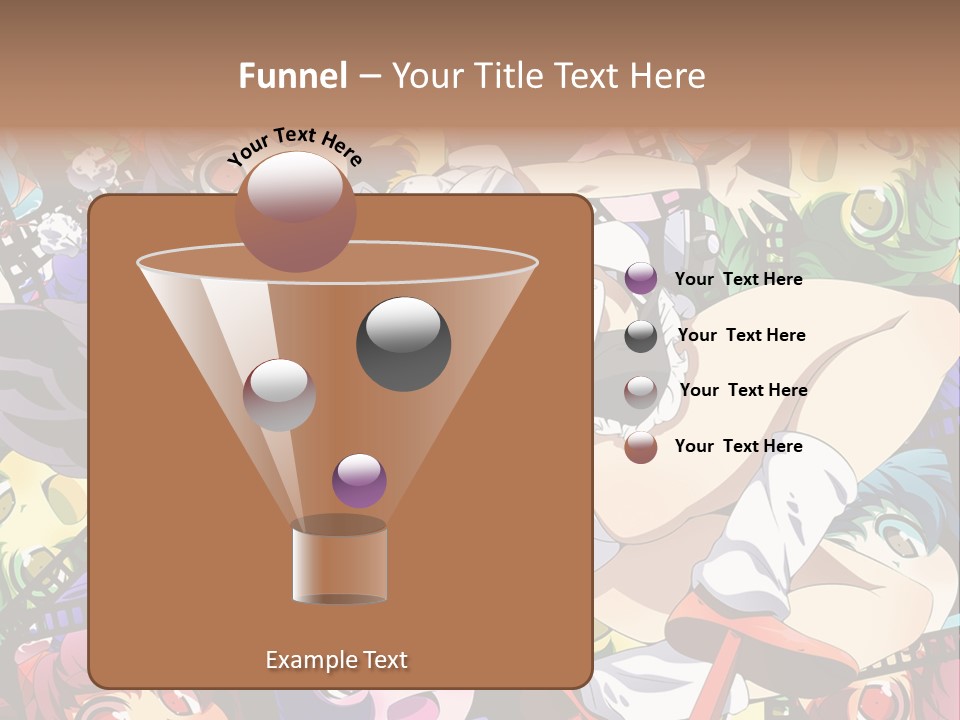 A Woman In A White Shirt And Skirt Is Surrounded By Anime Characters PowerPoint Template