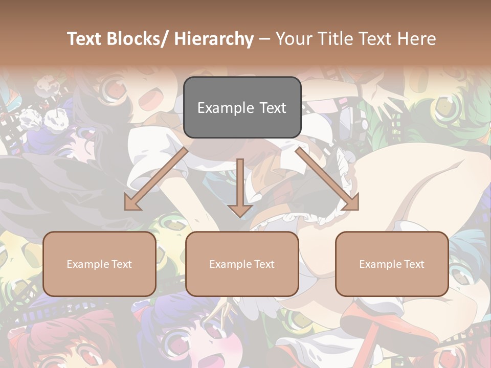 A Woman In A White Shirt And Skirt Is Surrounded By Anime Characters PowerPoint Template