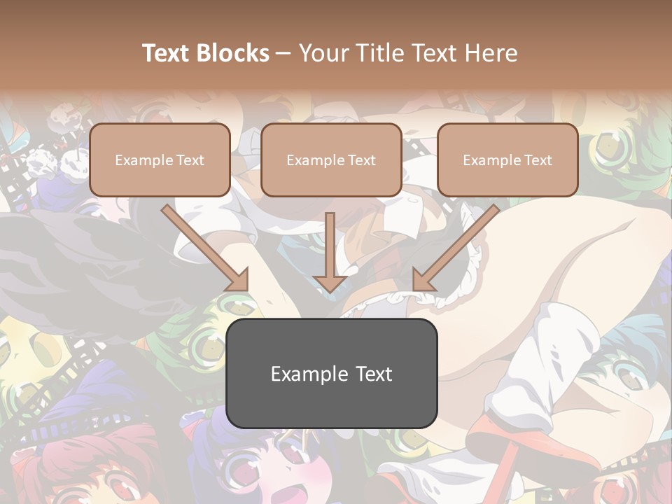 A Woman In A White Shirt And Skirt Is Surrounded By Anime Characters PowerPoint Template