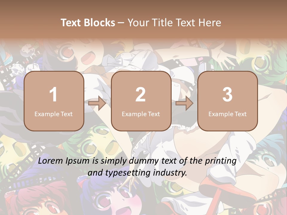 A Woman In A White Shirt And Skirt Is Surrounded By Anime Characters PowerPoint Template