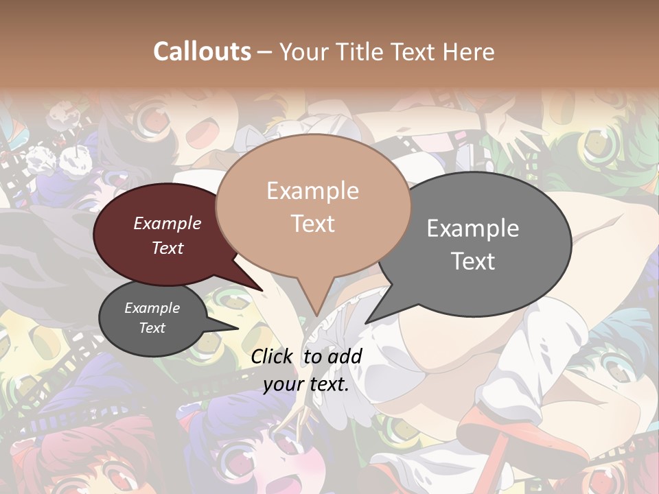 A Woman In A White Shirt And Skirt Is Surrounded By Anime Characters PowerPoint Template