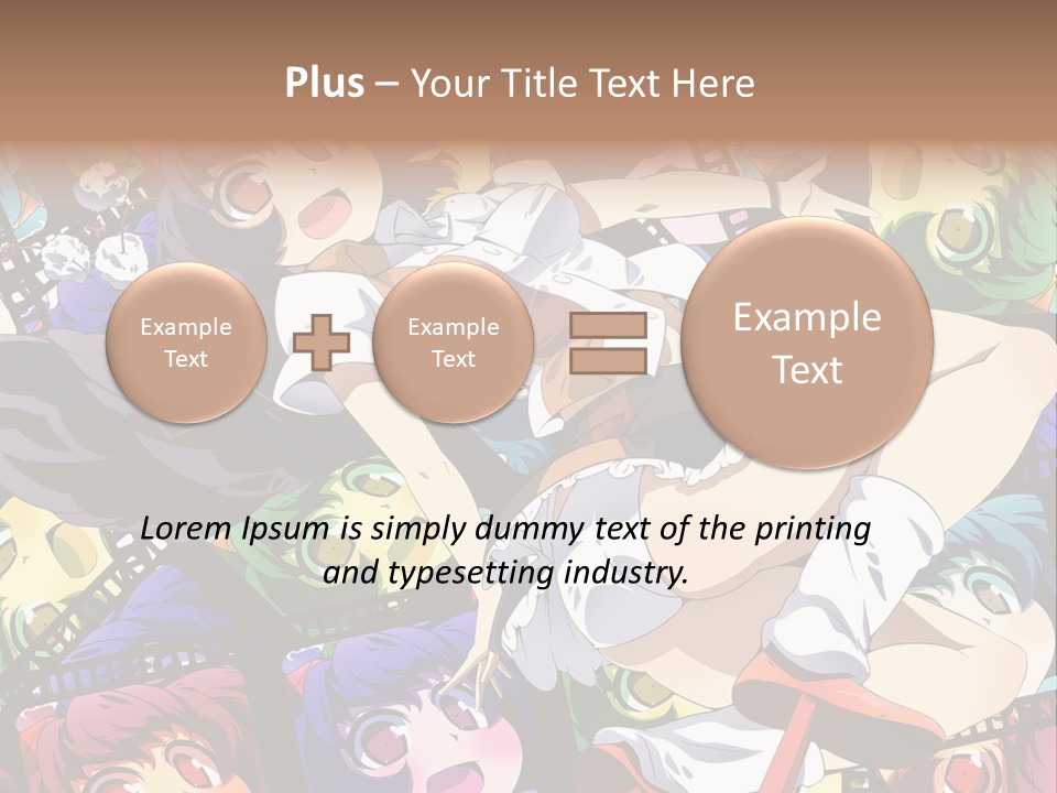 A Woman In A White Shirt And Skirt Is Surrounded By Anime Characters PowerPoint Template