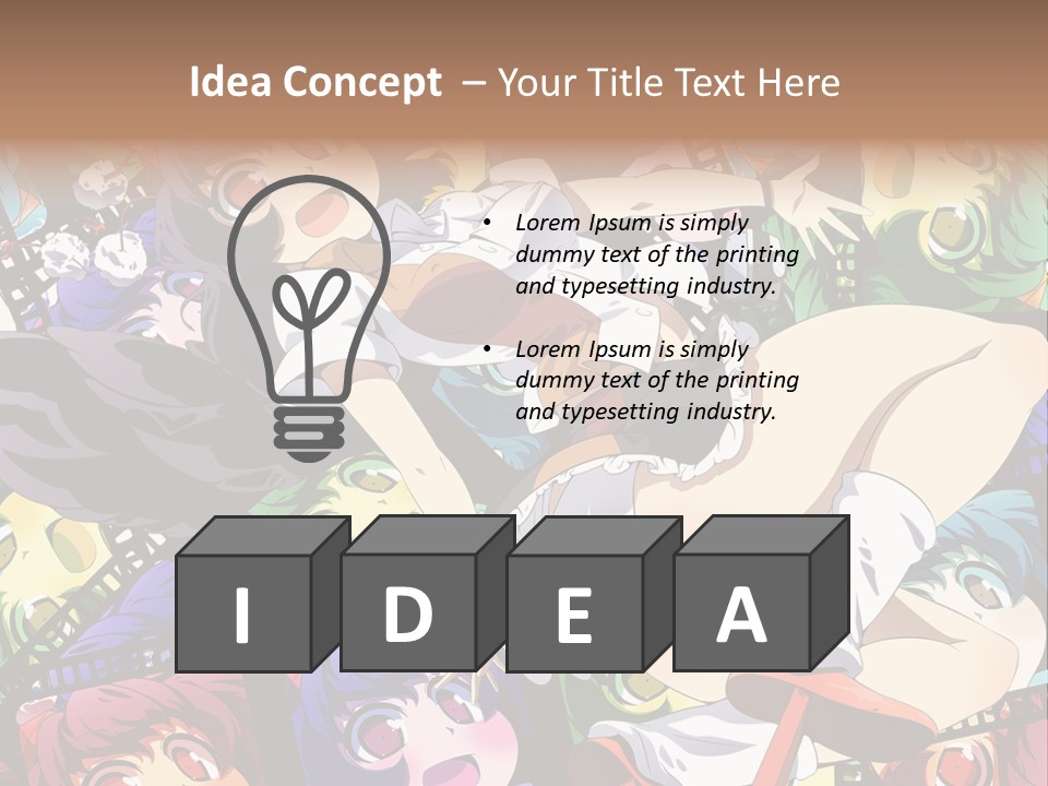 A Woman In A White Shirt And Skirt Is Surrounded By Anime Characters PowerPoint Template